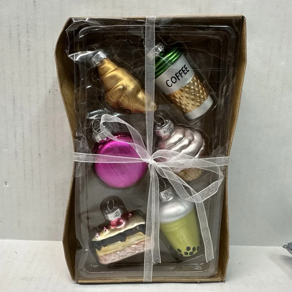 Mini Glass Christmas Ornaments Set of 6 pc